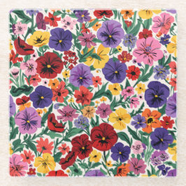 Bright Spring Pansies Floral Garden Pattern Glasuntersetzer