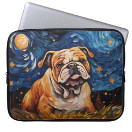 BRIGHT STARRY NACHT MIT BULLDOG HUND LAPTOPSCHUTZHÜLLE