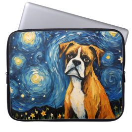 BRIGHT STARRY NIGHY MIT BOXER HUND LAPTOPSCHUTZHÜLLE