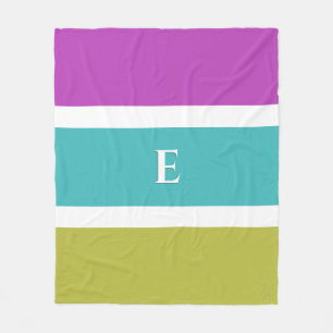 Bright Stripe Modern Initial Monogram Fleecedecke