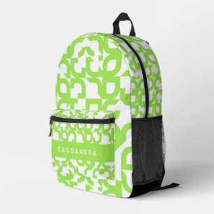 Bright Summer Lime Green Midjahrs Art Pattern Bedruckter Rucksack