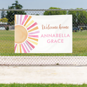 Bright Sunshine Welcome Zuhause Baby Girl Banner