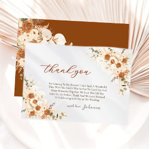 Bright Terracotta Floral Boho Brautparty Dankeskarte