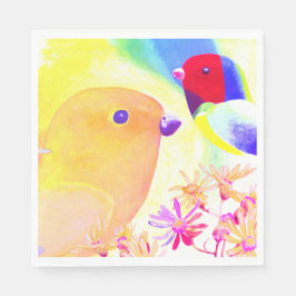 Bright Tie-Dye Birds Serviette