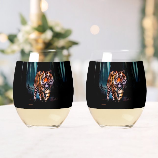 Bright Tiger Dark Forest Weinglas Ohne Stiel (Insitu (Hochzeit))