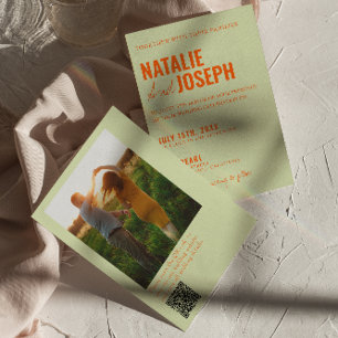 Bright Traditional Colorful Foto QR Code Hochzeit Einladung