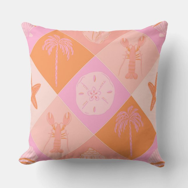 Bright & Trendy Beach Patchwork Throw Pillow  Kissen (Vorderseite)