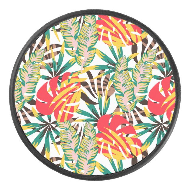 Bright Tropical Pattern Eishockey Puck (Vorderseite)