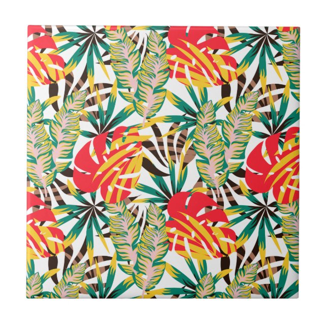 Bright Tropical Pattern Fliese (Vorderseite)