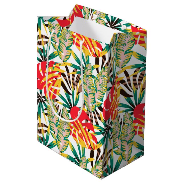 Bright Tropical Pattern Mittlere Geschenktüte (Rückseite Schrägansicht)