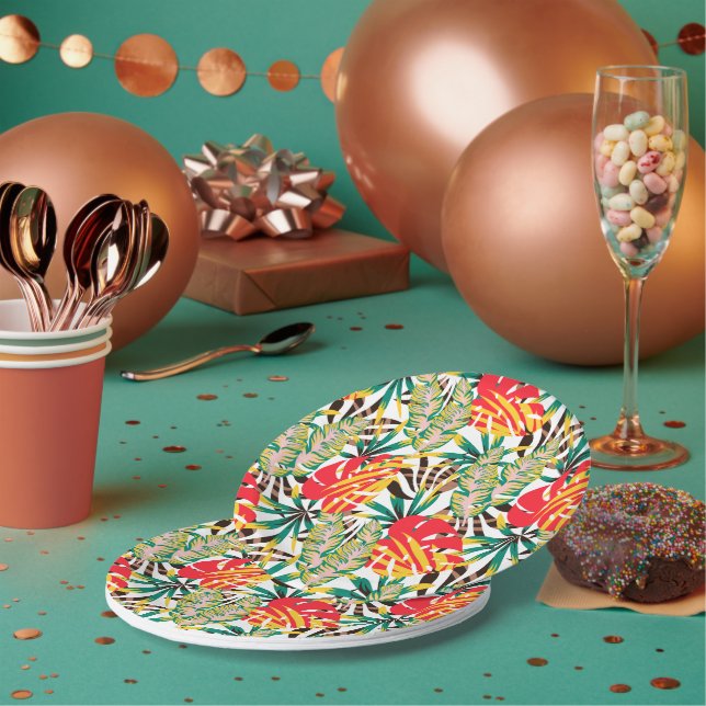 Bright Tropical Pattern Pappteller (Multi)