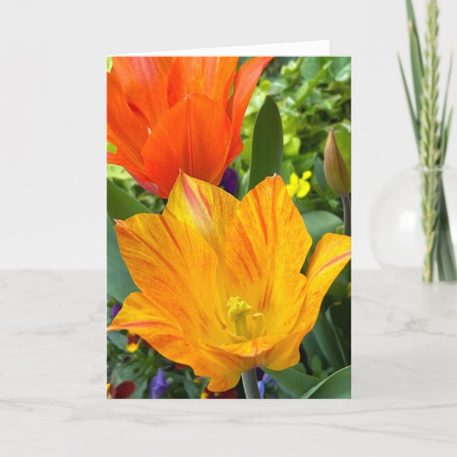 Bright Tulips Blank Note Card Dankeskarte (Vorderseite)