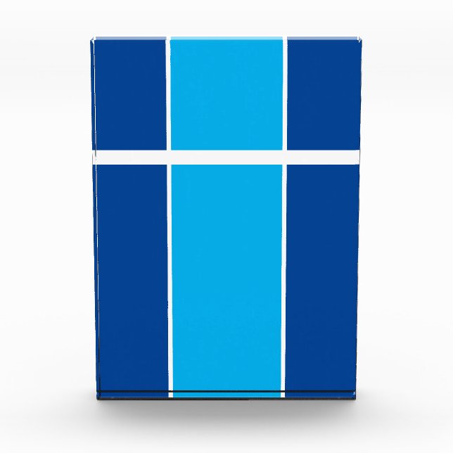 Bright Two Tone Blue Split Panel Racing Stripes Fotoblock (Vorderseite)