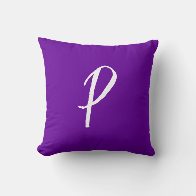 Bright Violet Purple Monogrammed Kissen (Vorderseite)