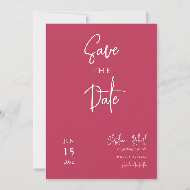 Bright Viva Magenta Modern Boho Save the Date Einladung (Vorderseite)