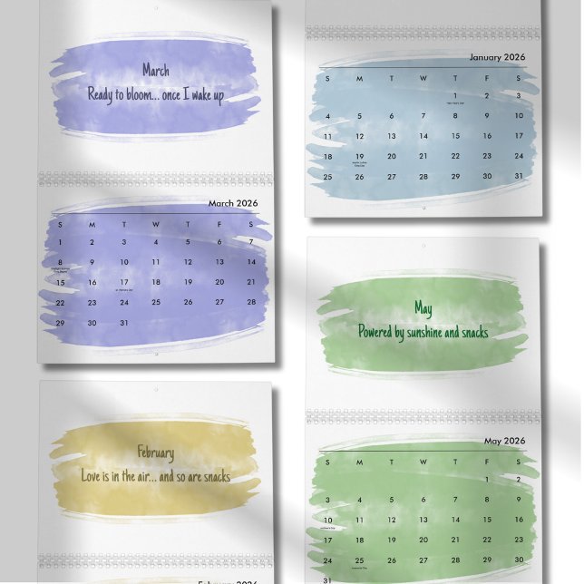 Bright Watercolor Brush Quote Calendar 2026 Kalender (Von Creator hochgeladen)