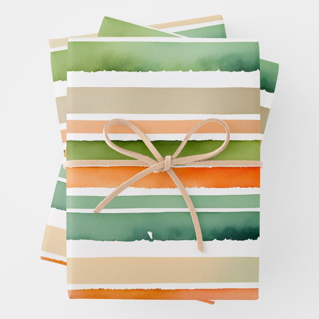 Bright Watercolor Stripes Wrapping Paper Sheets Geschenkpapier Set (Von Creator hochgeladen)