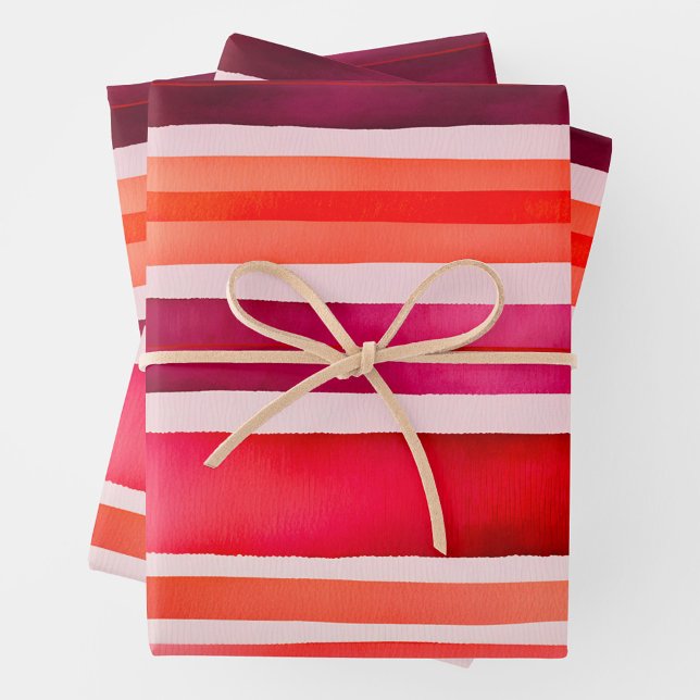 Bright Watercolor Stripes Wrapping Paper Sheets Geschenkpapier Set (Von Creator hochgeladen)