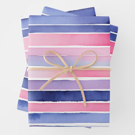Bright Watercolor Stripes Wrapping Paper Sheets Geschenkpapier Set