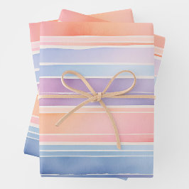 Bright Watercolor Stripes Wrapping Paper Sheets Geschenkpapier Set