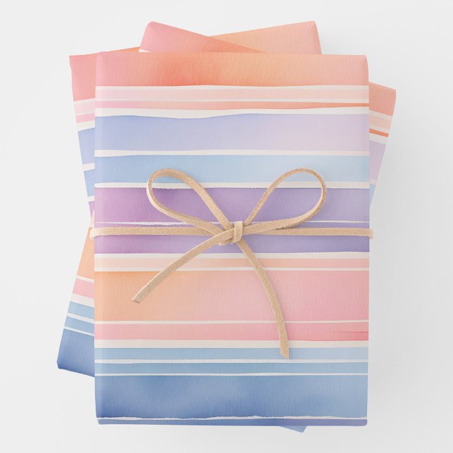 Bright Watercolor Stripes Wrapping Paper Sheets Geschenkpapier Set (Von Creator hochgeladen)