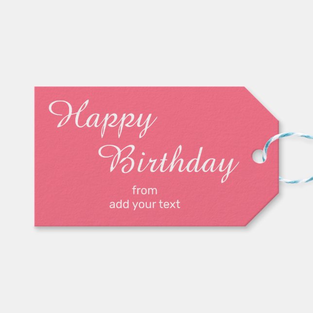 Bright Watermelon Pink Geburtstagsgeschenke Tags Geschenkanhänger (Vorderseite (Horizontal))