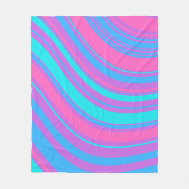 Bright Wavy Retro Muster Fleecedecke (Vorderseite)