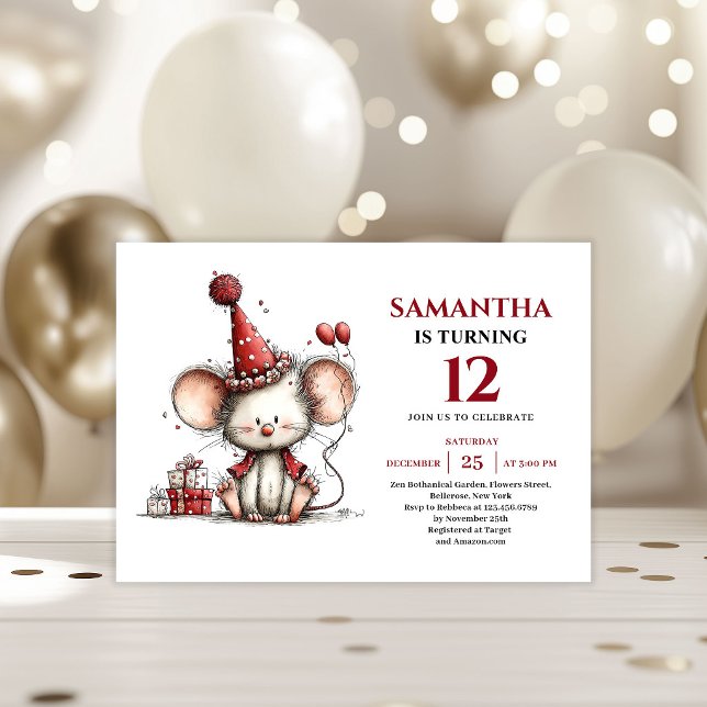 Bright Whimsical mouse Birthday Edit kids birthday Einladung (Bright Whimsical animals Birthday Edit kids birthday invitation

)