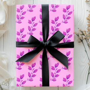 Bright & Whimsical Pink Watercolor Botanisches Lea Geschenkpapier Set