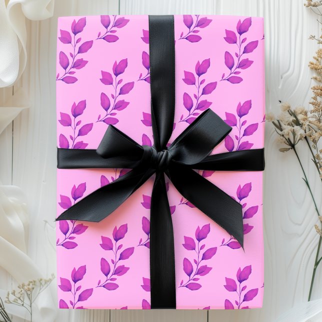 Bright & Whimsical Pink Watercolor Botanisches Lea Geschenkpapier Set (Von Creator hochgeladen)