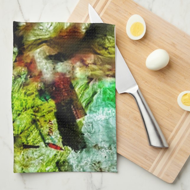 Bright yellow abstract kitchen towels,Dazzling art Geschirrtuch (Viertel Falte)