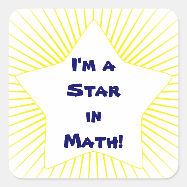 Bright Yellow Math Student Star Quadratischer Aufkleber (Vorderseite)