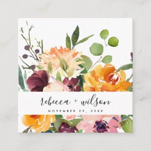 BRIGHT YELLOW ORANGE FLORA BUNCH WEDSITE QUADRATISCHE VISITENKARTE