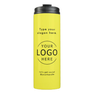 Bright Yellow Simple Logo Company Swag Thermosbecher