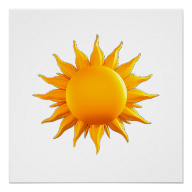 Bright Yellow Sun Illustration with Radiant Rays Poster (Vorderseite)