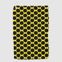 Bright Yellow with Black Dot Style Golfhandtuch