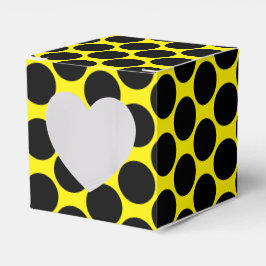 Bright Yellow with Black Dot Style Heart 2x2x2 Geschenkschachtel