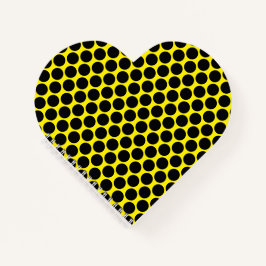 Bright Yellow with Black Dot Style Heart Shaped Notizbuch