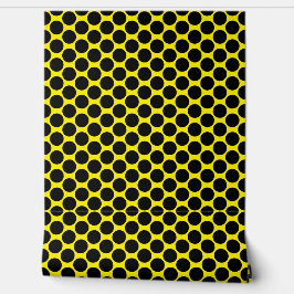 Bright Yellow with Black Dot Style Textured Tapete