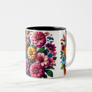 Bright Zinnias & Cosmos Blumengarten Zweifarbige Tasse