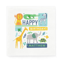 Bright Zoo Jungle Tiere Geburtstag 6,5" NAPKINS