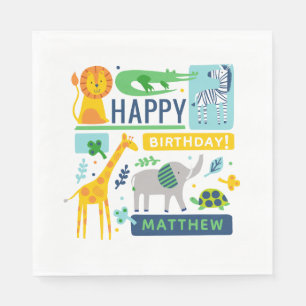 Bright Zoo Jungle Tiere Geburtstag 6,5" NAPKINS Serviette
