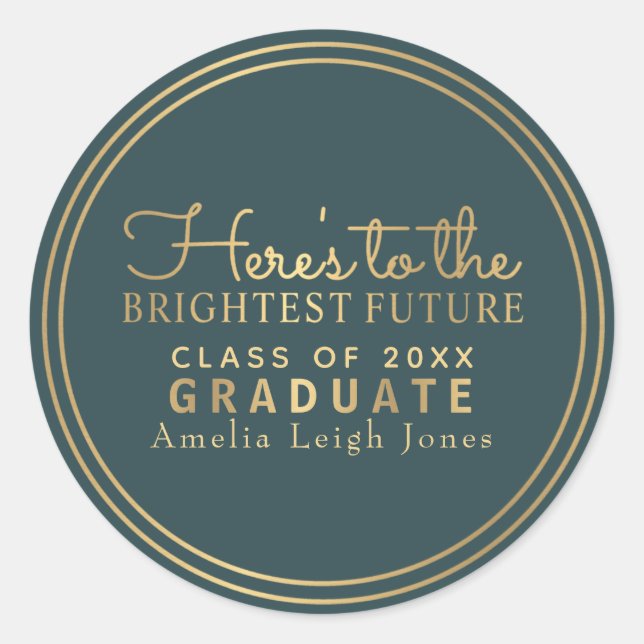 Brightest Future Gold Graduate Envelope Sticker (Vorderseite)