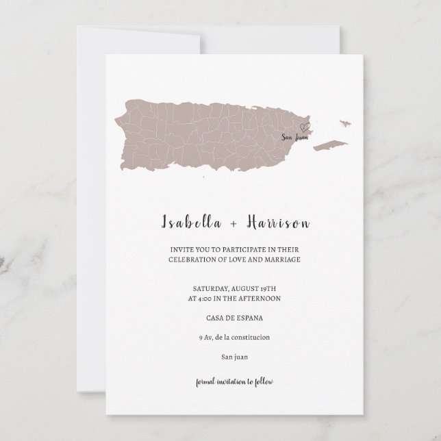 BRIGHTEST Puerto Rico Wedding Invitation Template Einladung (Vorderseite)