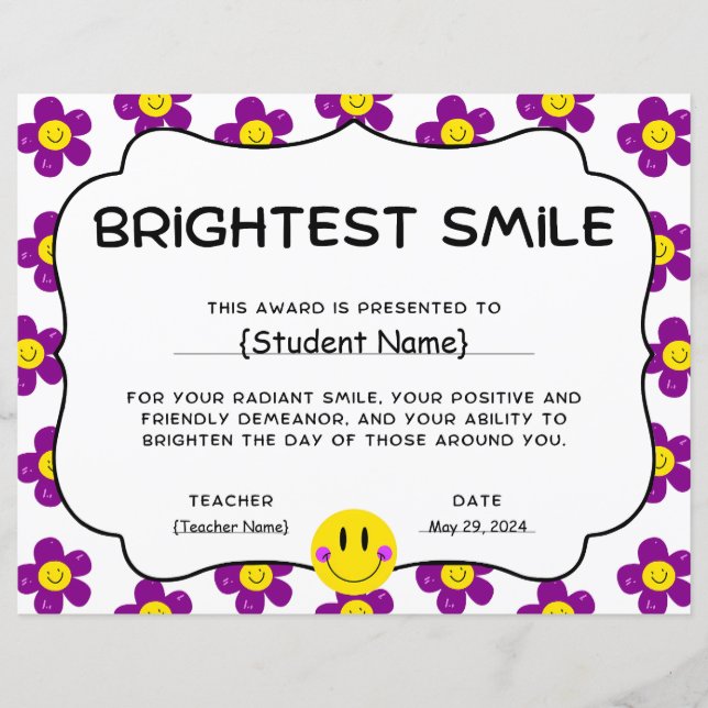 Brightest Smile Student Recognition Award (Vorderseite)