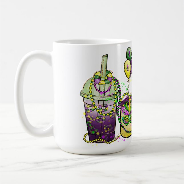 BRIGHTLICH FARBIGE MARDI GRAS GETRÄNKE KAFFEETASSE (Links)