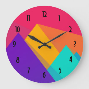 Brightly Colored Geometric Triangles and Pyramids Große Wanduhr