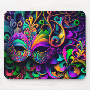 BRIGHTLY COLORED MARDI GRAS MASKS MOUSEPAD