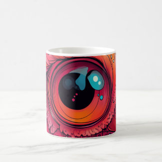 brightly coloured cartoon eye of a bird or parrot. kaffeetasse