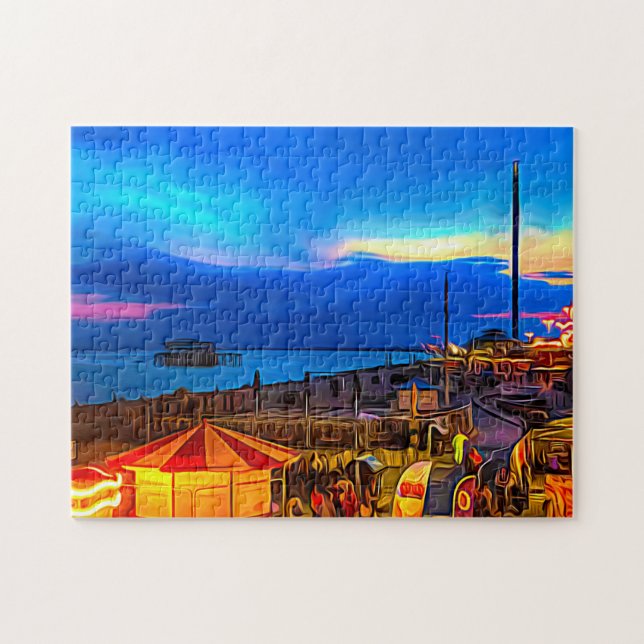 Brighton and Hove Beach & Sunset Digital Painting Puzzle (Horizontal)